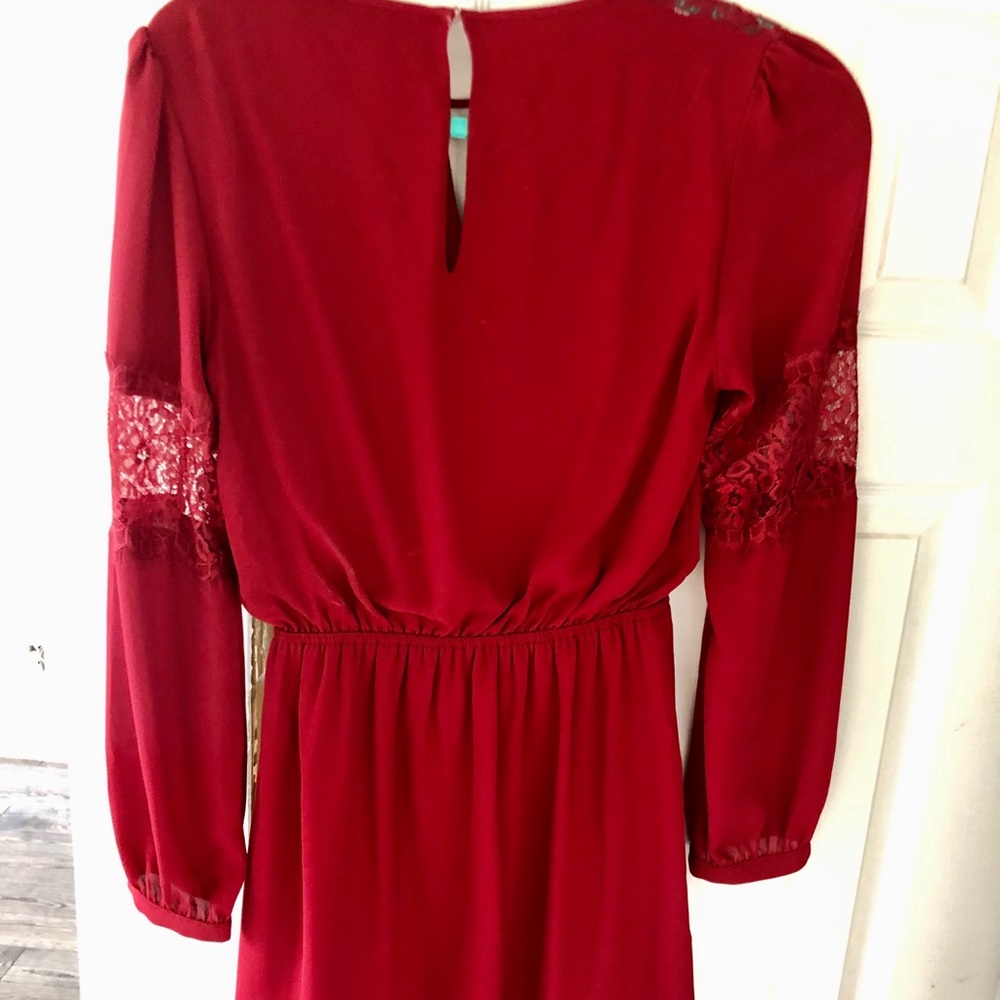 Express Long Sleeve Tie Fit And Flare Skater Dress - Picture 6 of 6